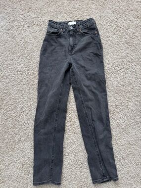 H&M High-Rise Black Straight-Leg Jeans